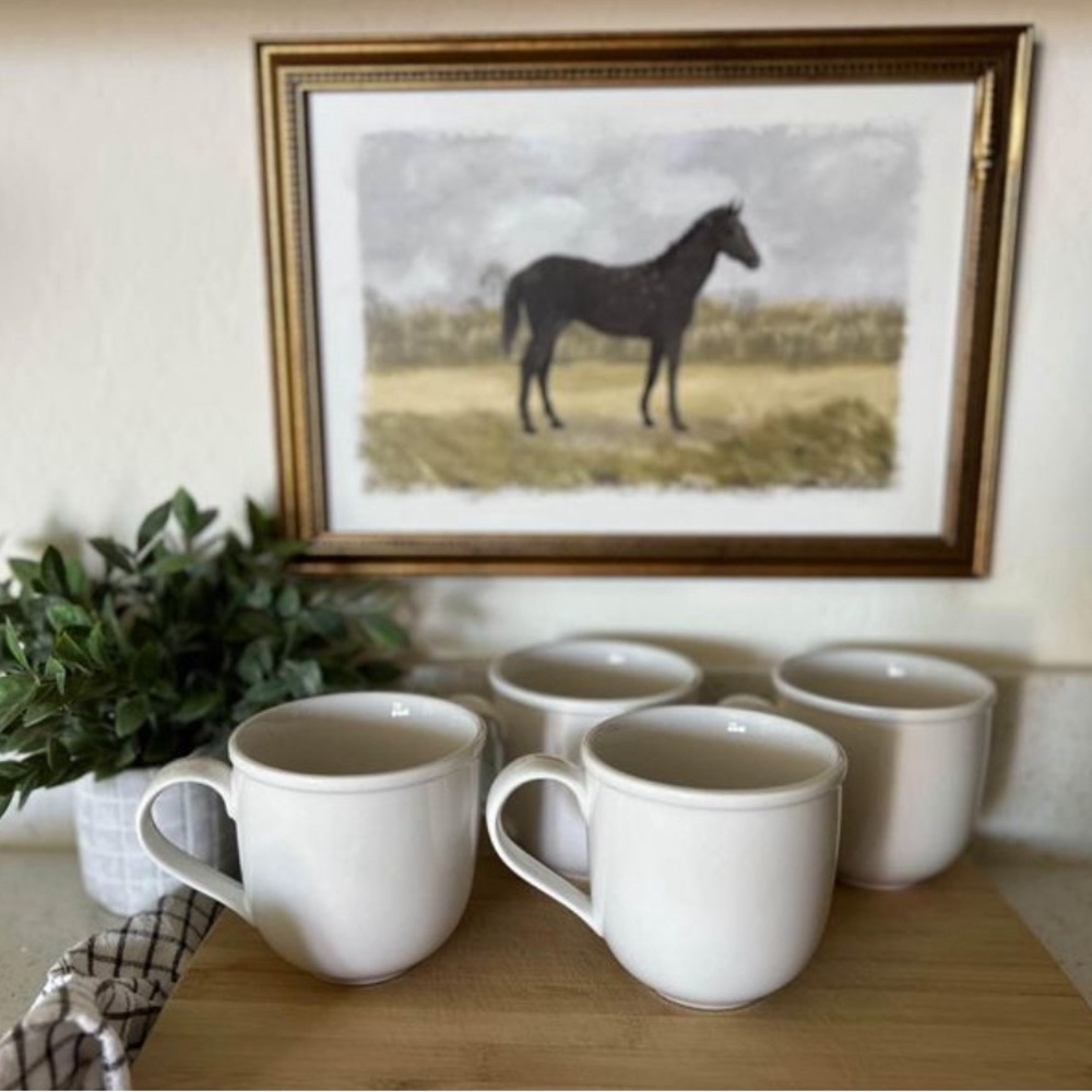 Crate&Barrel White Porcelain Mugs | Cafeware II  | Set of 4